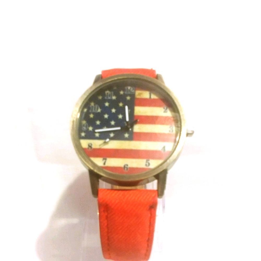 American Flag Watch Flax Band